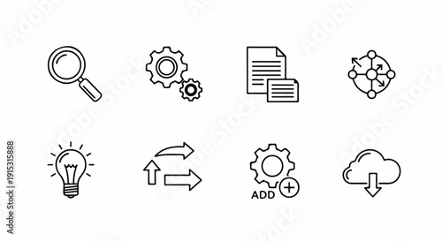 Icons representing various aspects of data analysis and business intelligence Vector