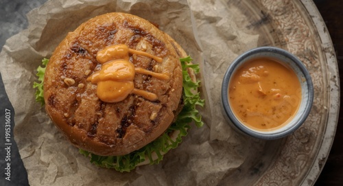 Grilled chicken burger with...