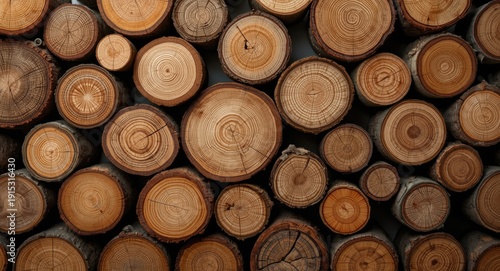 Various tree logs arranged ...