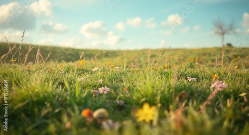 Whimsical cartoon meadow fi...