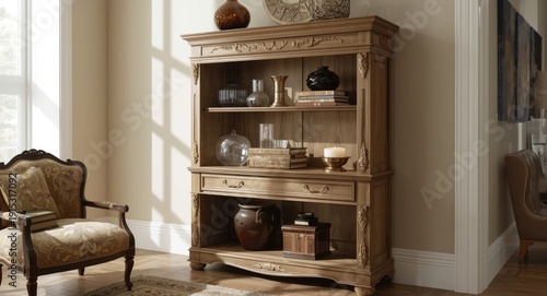 Wooden shelf with vintage c...