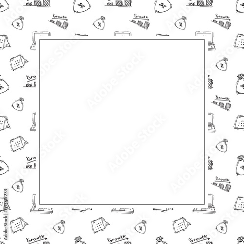 Doodle business plan square frame, startup growth idea element background