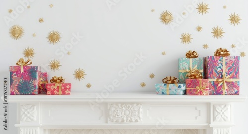 Elegant white mantelpiece d...