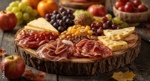 Rustic autumn charcuterie b...