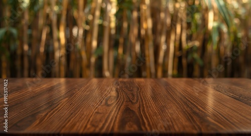 Brown timber table in front...