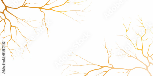 Golden cracks spreading across a bright white background abstract design