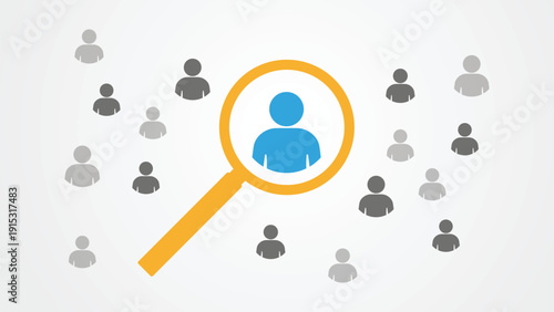 Job opportunity, select candidates from a group of people, different from others, unique leadership