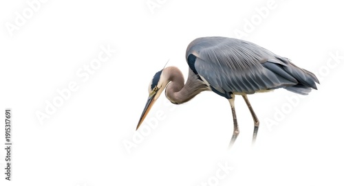 Isolated Grey Heron in hunt...
