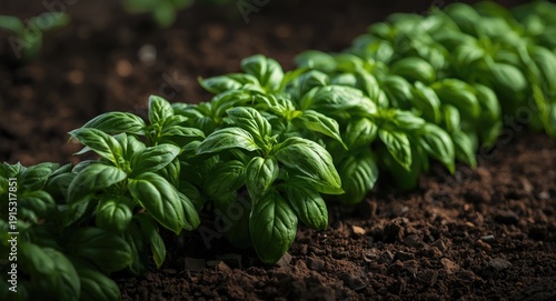 Fresh basil herbs thriving ...