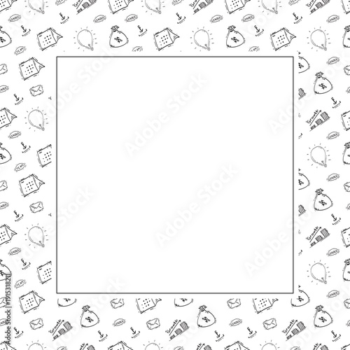 Doodle business plan square frame, startup growth idea element background