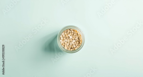 Top view of oats in a jar o...