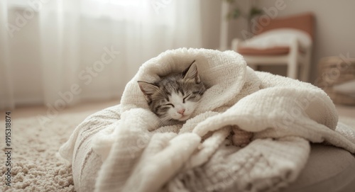 A sleepy little kitten wrap...