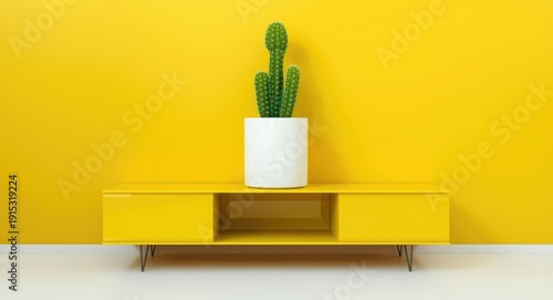 Chic yellow TV stand accent...