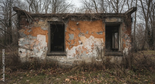 Artwork showing a run down ...