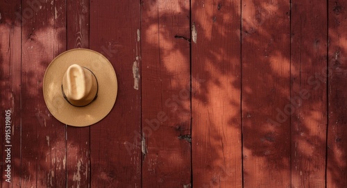 Worn straw cowboy hat set n...