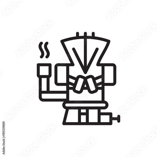 Coal pulverizer icon. Thermal power plant fuel preparation, representing coal mill grinding, fine powder combustion, vertical spindle mills, boiler efficiency, and industrial energy engineering.