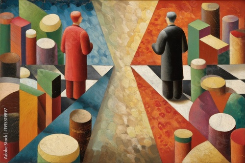 Final Duel Between Two Competitors in Vibrant Conceptual Style with Bold Colors and Clean Left Copy Space for Advertising Banner or Poster Design