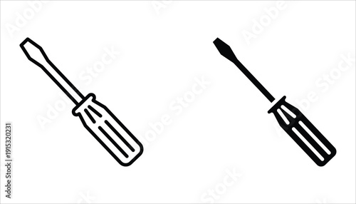 Screwdriver icon set. Vector illustration for apps and web design. Isolated on white background.