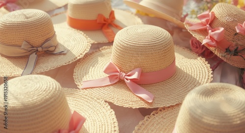 Casual summer straw hats wi...
