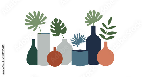 Colorful Vases and Plants in Modern Home Decor.