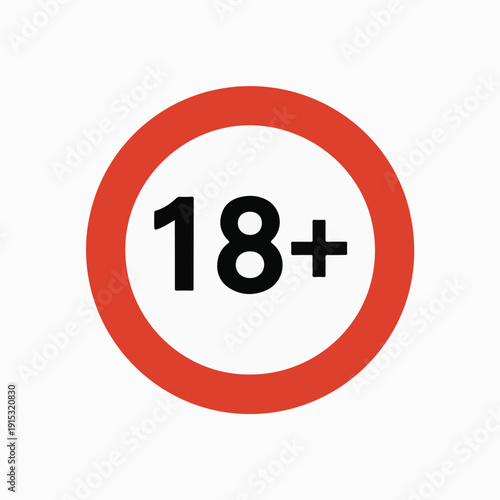 Age Restriction 18 Plus Symbol on White Background qvkir8qfhw traced