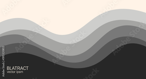 Abstract layered wavy background design with gradient shades of gray.