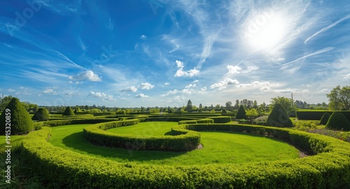 Manicured landscape with fl...