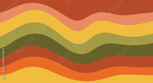 Vibrant abstract wavy layered background with earthy tones.