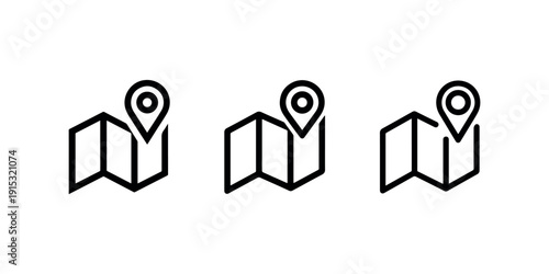 Map pin icon vector, location sign on paper map. navigation and travel symbol for gps, tourism and direction. pinpoint outline style