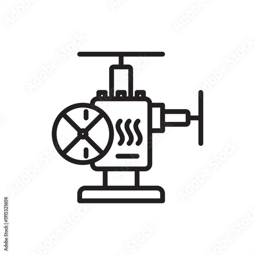 Geothermal wellhead icon. Renewable thermal energy extraction, representing steam control valves, high-pressure brine monitoring, volcanic power generation, and sustainable facility engineering.