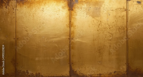 gold tinted metal wall with...
