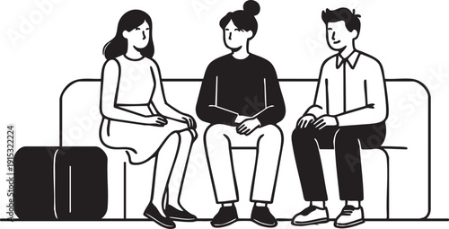 Vector illustration: people waiting, airport lounge, travel illustration eps silhouette