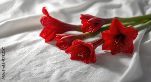 Vivid red amaryllis flowers...