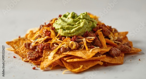 Tortilla nachos topped with...