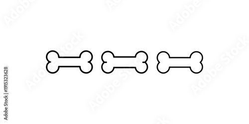 Dog bone line icon set for pet food shop and animal care concepts isolated on white background with simple outline stroke for veterinary graphic designs