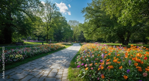 Serene stone path winding t...