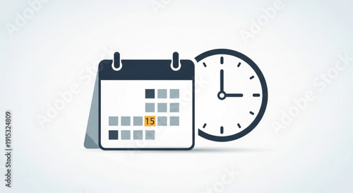 Calendar and clock icon set for scheduling and time management