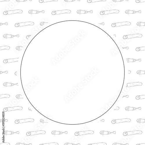 Hand drawn artist tool circle frame background