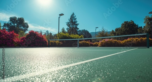 Brightly lit tennis game on...