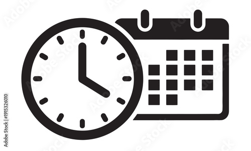 Clock and calendar icons representing the passage of time and scheduling Vector