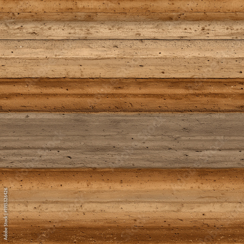 Seamless Rammed Earth Texture with Contrast Sedimentary Layers and Grey Accent