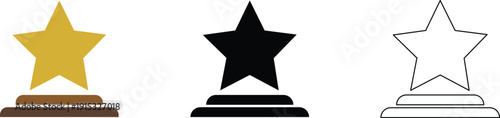 Podium with star icon flat achievement award symbol, Winner podium star badge trendy flat vector Illustration.