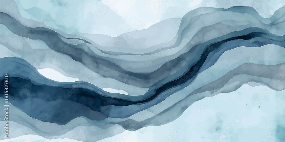 Obraz premium The abstract digital design blends varying shades of blue, from deep ocean tones to soft turquoise highlights, creating a sense of depth and fluid movement.Natural wavelike patterns flow organically. 