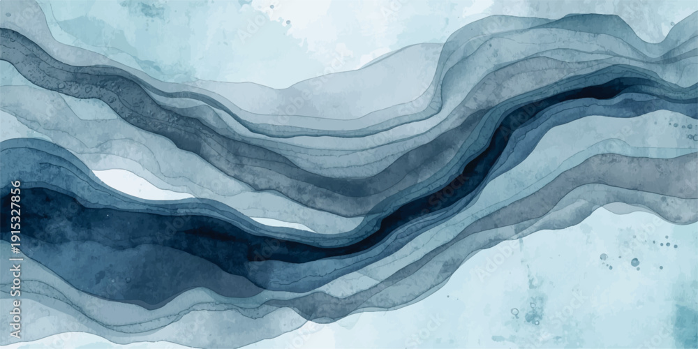 Obraz premium The abstract digital design blends varying shades of blue, from deep ocean tones to soft turquoise highlights, creating a sense of depth and fluid movement.Natural wavelike patterns flow organically. 