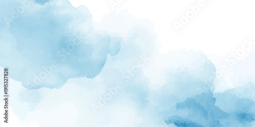 Abstract beautiful Colorful watercolor illustration painting background.Cloudy sky background with soft blue hues and light white wisps ideal for nature, tranquility.