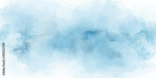 Abstract beautiful Colorful watercolor illustration painting background.Cloudy sky background with soft blue hues and light white wisps ideal for nature, tranquility.