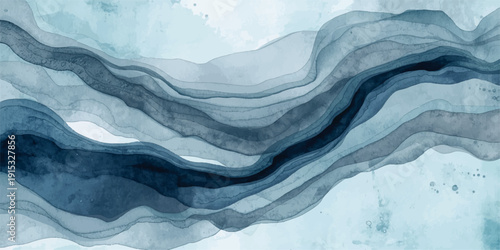 The abstract digital design blends varying shades of blue, from deep ocean tones to soft turquoise highlights, creating a sense of depth and fluid movement.Natural wavelike patterns flow organically. 