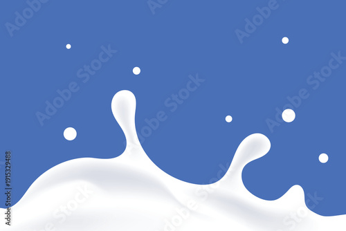 splashes of milk or yogurt, forming waves on a blue background