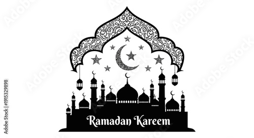 Vector illustration of a famous mosque silhouette in Istanbul Turkey featuring historic architecture and cultural landmarks as a symbolic travel icon for world religion