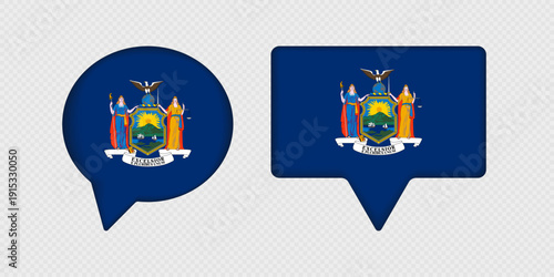 Flag of New York State in Speech Bubble.